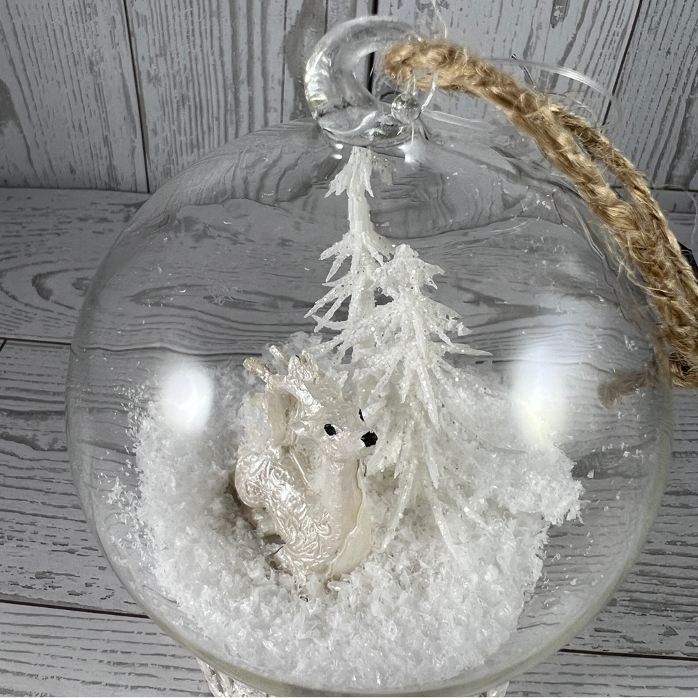 Robert Stanley’s Illuminated Glass Christmas Ornament with Deer, Snow, and Trees - Picture 4 of 8